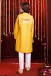 Shop Hoity Moppet Yellow Silk Embroidery, Studs Surya Kurta Set at Aza Fashions Shop_Hoity Moppet_Yellow Silk Embroidery, Studs Surya Kurta Set _at_Aza_Fashions