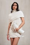 Buy_Deme By Gabriella_Off White Knit High Neck Janine Cable Turtleneck Short Dress _at_Aza_Fashions