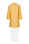 Shop_Rang By Les Petits_Yellow Silk Embroidery Rang Cord Work Bundi Kurta Set _at_Aza_Fashions
