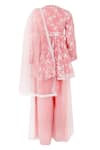 Shop_Rang By Les Petits_Pink Polyester, Satin, Net Embroidery Rang Floral Peplum Kurta Set _at_Aza_Fashions