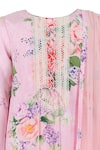 Rang By Les Petits_Pink Polyester, Net Lace Rang Corsage Printed Kurta Pyjama Set _Online_at_Aza_Fashions