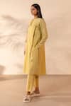 Buy_OurDve_Yellow Cotton Applique, Tassels, Beads Round Neck, Honeydew Striped Kurta _Online_at_Aza_Fashions