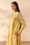 OurDve_Yellow Cotton Applique, Beads, Tassels, Embroidery Honeydew Kurta And Pant Set _at_Aza_Fashions