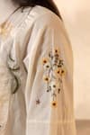 OurDve_Beige Cotton Embroidery Collared Apricot Floral Shirt _Online_at_Aza_Fashions