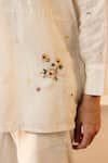 Shop_OurDve_Beige Cotton Embroidery Collared Apricot Floral Shirt _Online_at_Aza_Fashions