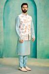 Buy_Millionaire_Off White Silk Embroidery, Metallic Thread Koti And Pyjama Set _Online_at_Aza_Fashions