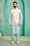 Millionaire_Off White Silk Embroidery, Metallic Thread Koti And Pyjama Set _at_Aza_Fashions