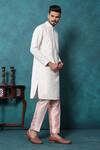 Buy_Millionaire_Off White Embroidery Lucknowi Work Kurta Set _Online_at_Aza_Fashions