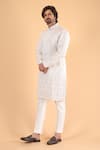 Millionaire_Off White Embroidery Lucknowi Work Kurta Set _Online_at_Aza_Fashions