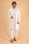 Buy_Millionaire_Off White Embroidery Lucknowi Work Bandhgala Kurta Set _at_Aza_Fashions