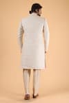 Shop_Millionaire_Off White Linen Embroidery Bandhgala Kurta Set _at_Aza_Fashions