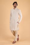 Buy_Millionaire_Off White Linen Embroidery Bandhgala Kurta Set 