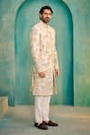 Buy_Millionaire_Off White Dupion Embroidery, Metallic Thread Sherwani Set _Online_at_Aza_Fashions