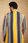 Shop_Millionaire_Yellow Silk Embroidery Patchwork Sherwani Set _at_Aza_Fashions