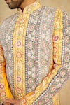 Shop_Millionaire_Yellow Silk Embroidery Patchwork Sherwani Set _Online_at_Aza_Fashions