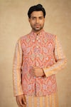 Millionaire_Orange Silk Embroidery Koti And Pyjama Set _Online_at_Aza_Fashions