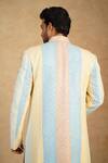 Shop_Millionaire_Yellow Embroidery Sherwani Jacket Set _at_Aza_Fashions