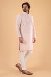 Millionaire_Pink Embroidery Lucknowi Work Kurta Set _Online_at_Aza_Fashions