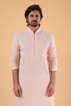 Shop_Millionaire_Pink Embroidery Lucknowi Work Kurta Set _Online_at_Aza_Fashions