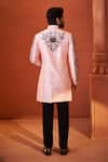 Shop Millionaire Peach Silk Stones, Embroidery Oxidized Sherwani Set at Aza Fashions Shop_Millionaire_Peach Silk Stones, Embroidery Oxidized Sherwani Set _at_Aza_Fashions
