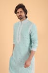 Millionaire_Mint Embroidery Floral Pattern Kurta Set _Online_at_Aza_Fashions