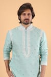 Shop_Millionaire_Mint Embroidery Floral Pattern Kurta Set _Online_at_Aza_Fashions