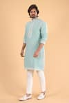 Millionaire_Mint Embroidery Floral Pattern Kurta Set _at_Aza_Fashions