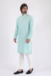 Millionaire_Green Sequins Lucknowi Work Kurta Set _Online_at_Aza_Fashions