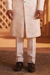 Millionaire_Ivory Georgette Embroidery Floral Sherwani Set _Online_at_Aza_Fashions