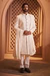 Buy_Millionaire_Ivory Georgette Embroidery Floral Sherwani Set _at_Aza_Fashions