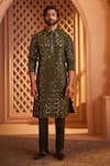 Buy_Millionaire_Green Mirrors, Embroidery Work Kurta Set _at_Aza_Fashions