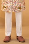 Millionaire_Cream Silk Embroidery, Zari, Metallic Thread Floral Sherwani Set _Online_at_Aza_Fashions