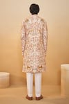 Shop_Millionaire_Cream Silk Embroidery, Zari, Metallic Thread Floral Sherwani Set _at_Aza_Fashions