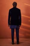 Shop_Millionaire_Navy Velvet Embroidery, Beads Bandhgala Jacket Set _at_Aza_Fashions