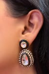 Buy_Prestones_Black Stones Polki Enamel Stud-drop Earrings _at_Aza_Fashions