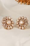 Buy Prestones Gold Plated Stones, Crystals Flower Polki Petal Stud Earrings at Aza Fashions Buy_Prestones_Gold Plated Stones, Crystals Flower Polki Petal Stud Earrings _at_Aza_Fashions