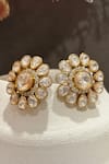 Buy_Prestones_Gold Plated Stones, Crystals Flower Polki Petal Stud Earrings _Online_at_Aza_Fashions