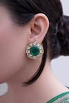 Buy_Prestones_Green Gemstones, Stones, Faux Emerald Polki Floral Cluster Stud Earrings _at_Aza_Fashions