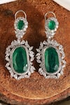 Prestones_Green Stones, Crystals Emerald Zircon Halo Danglers And Drops _Online_at_Aza_Fashions
