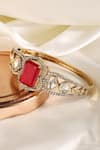 Buy_Prestones_Red Stones, Crystals Ruby Polki Zircon Openable Bangle _at_Aza_Fashions