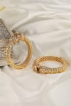 Prestones_Gold Plated Stones Carved Head Nakshi Work Temple Kada Bangles _Online_at_Aza_Fashions