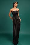 Buy_Style Junkiie_Black Satin, Polyester Sequins, Beads, Mirrors, Embroidery Ebony Work Corset _Online_at_Aza_Fashions