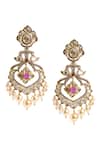 Shop_Nazaakat By Samara Singh_Gold Plated Stones, Pearls Embellished Dangler Earrings _at_Aza_Fashions