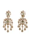 Buy_Nazaakat By Samara Singh_Mint Stones, Beads, Faux Diamonds Tassel Drop Embellished Earrings _Online_at_Aza_Fashions