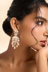 Shop_Nazaakat By Samara Singh_Mint Stones, Beads, Faux Diamonds Tassel Drop Embellished Earrings _Online_at_Aza_Fashions