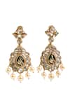 Shop_Nazaakat By Samara Singh_Green Beads, Stones, Pearls Drop Embellished Dangler Earrings _Online_at_Aza_Fashions