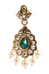Nazaakat By Samara Singh_Green Beads, Stones, Pearls Drop Embellished Dangler Earrings _at_Aza_Fashions