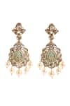Buy_Nazaakat By Samara Singh_Mint Beads, Stones, Faux Diamonds Embellished Drop Earrings _Online_at_Aza_Fashions