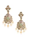 Shop_Nazaakat By Samara Singh_Mint Beads, Stones, Faux Diamonds Embellished Drop Earrings _at_Aza_Fashions