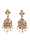 Shop_Nazaakat By Samara Singh_Pink Beads, Stones, Pearls Embellished Dangler Earrings _at_Aza_Fashions
